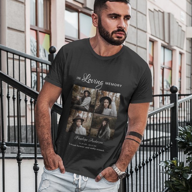 Modern 4 Foto Collage Beerdigung T - Shirt (Von Creator hochgeladen)