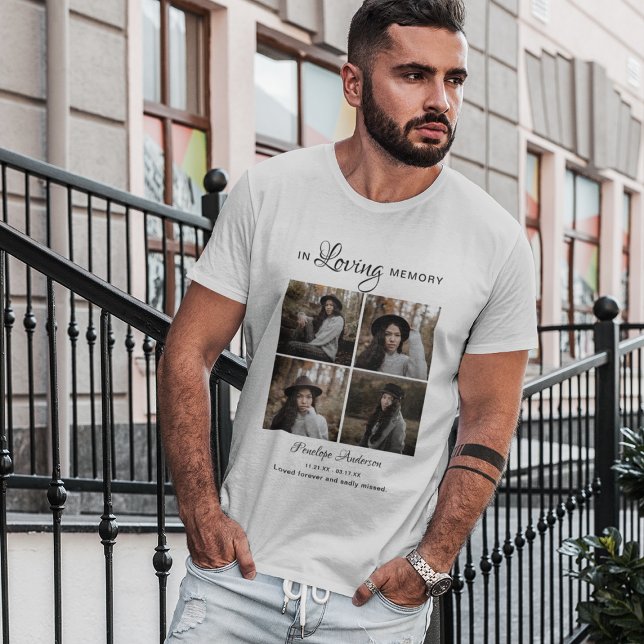 Modern 4 Foto Collage Beerdigung T - Shirt (Von Creator hochgeladen)
