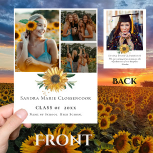 Modern 4 Foto Collage Sonnenblumen Abschluss Ankündigung