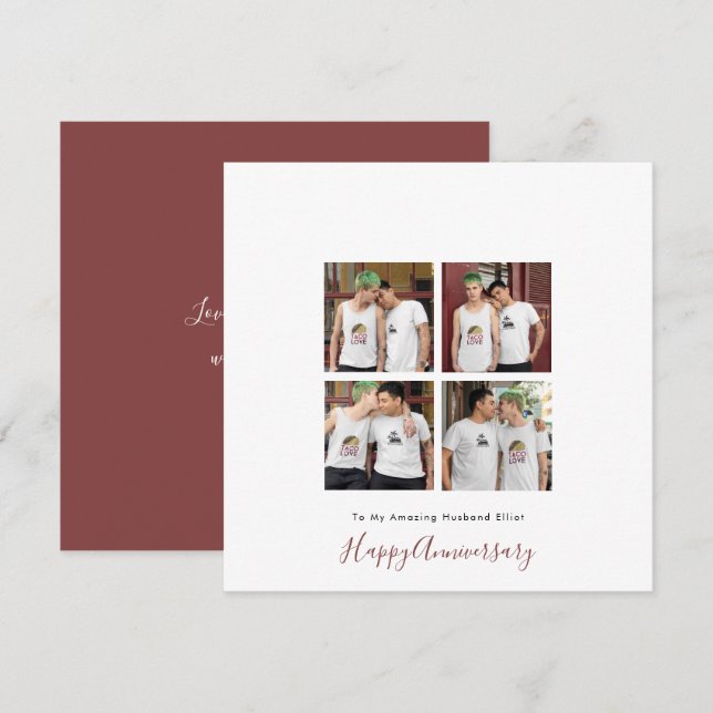 Modern 4 Foto LGBT Gay Liebe Husband Jubiläum (Vorne/Hinten)