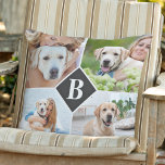 Modern 4 Foto von Leime Personalized Monogram Dog Kissen<br><div class="desc">Celebrate your best friend and favorite memories with a custom Pet Monogram Foto Collage Pillow . When you have so many fun memories and fotos , one foto isn't enough . Our Custom Dog Pillow has 4 Fotos und a center monogrammed anfangs to personalize . This personalized 4 foto pillow...</div>