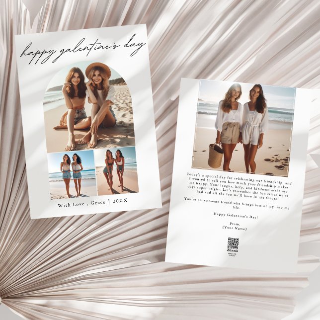 Modern | 4 Fotocollage BESTE FREUNDIN Galentinstag Feiertagskarte (Von Creator hochgeladen)