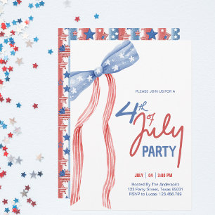 Modern 4. Juli Bow Party Patriotic Einladung