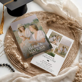 Modern 4 Photo Joint Graduation Party Einladung