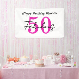 Modern 50 and Fabulous 50th Birthday Party Banner