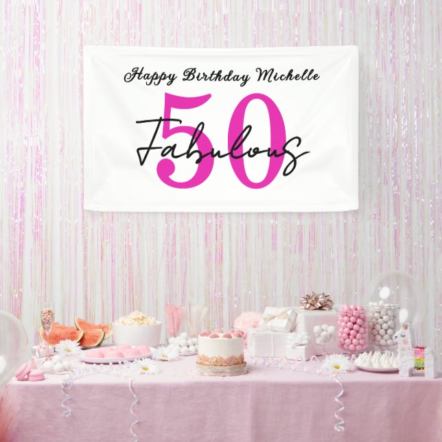 Modern 50 and Fabulous 50th Birthday Party Banner (Party)