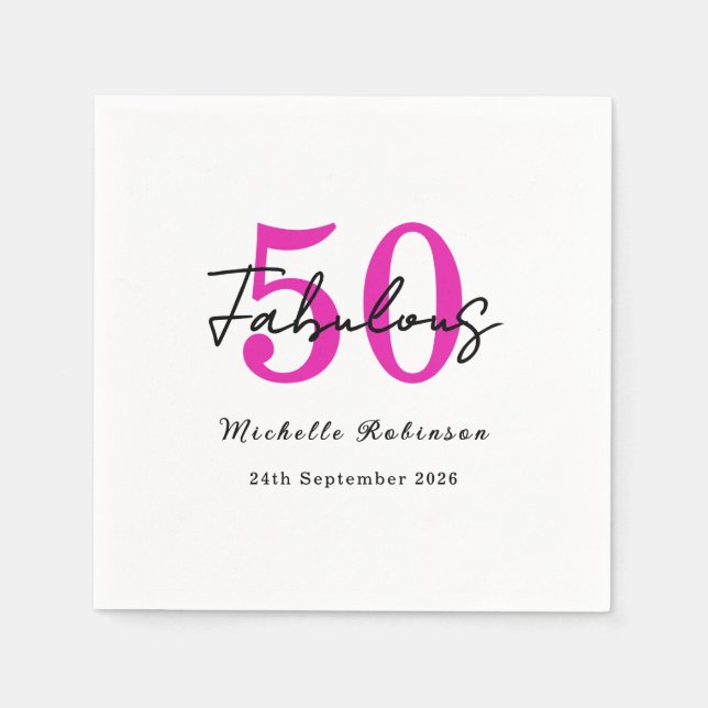 Modern 50 and Fabulous 50th Birthday Party Serviette (Vorderseite)