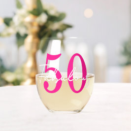 Modern 50 and Fabulous Pink 50th Birthday Party Weinglas Ohne Stiel