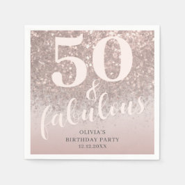 Modern 50 & Fabulous Pink Glitzer Geburtstag Serviette