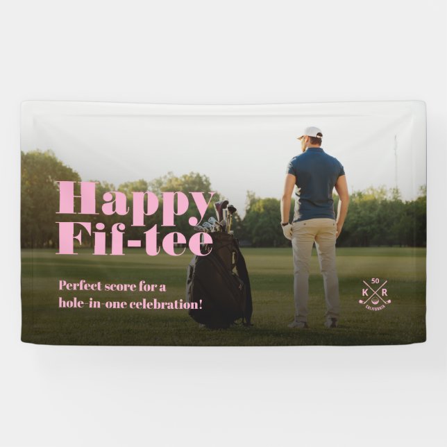 Modern 50. Geburtstag 60. Geburtstag Golf Pink Banner (Horizontal)