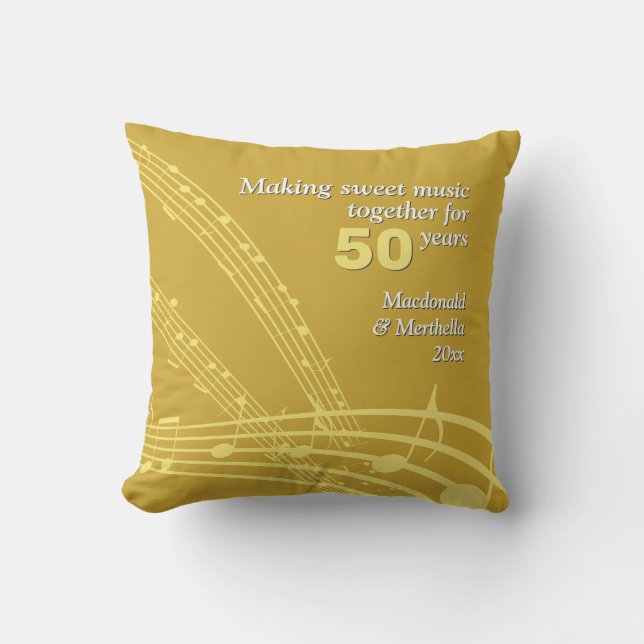 Modern | 50. GOLDEN Wedding | MUSIKNOTEN Kissen (Vorderseite)
