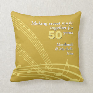 Modern   50. GOLDEN Wedding   MUSIKNOTEN Kissen