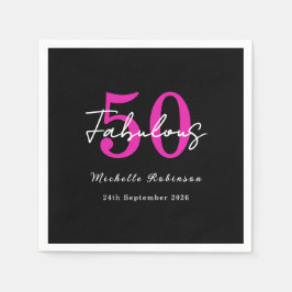 Modern 50th Birthday 50 and Fabulous Party Serviette
