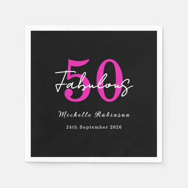 Modern 50th Birthday 50 and Fabulous Party Serviette (Vorderseite)