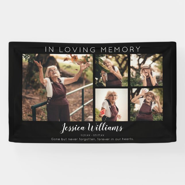 Modern 5 Foto Collage Memorial Banner (Horizontal)