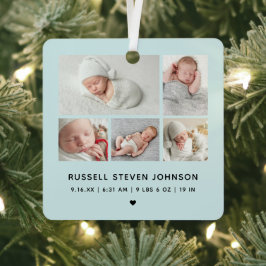 Modern 5 Photos Birth Announcement Ornament Aus Metall