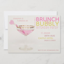Modern 60. BRUNCH BUBBLY Einladung PINK GOLD