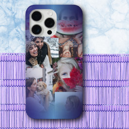 Modern 6 Foto Collage Blue Gradient Case-Mate iPhone Hülle