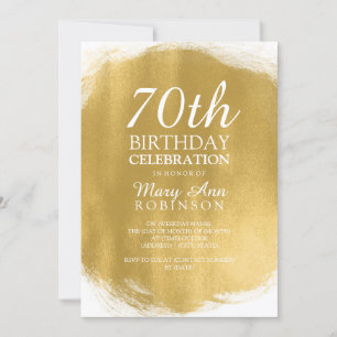 Modern 70. Geburtstagsparty Gold Paint Look Einladung