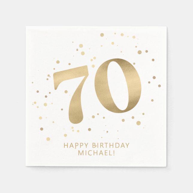 Modern 70th Seventy Birthday | Gold Glitter  Serviette (Vorderseite)