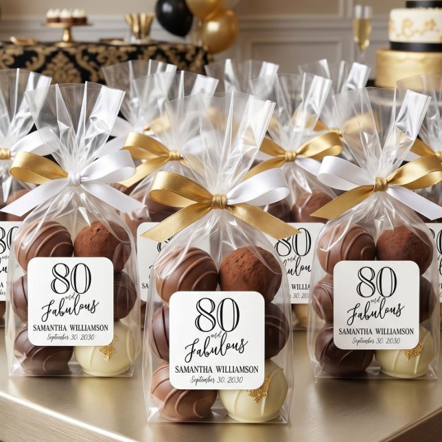 Modern 80 und Fabelhaft Fette Name Datum Geburtsta Quadratischer Aufkleber (Von Creator hochgeladen)