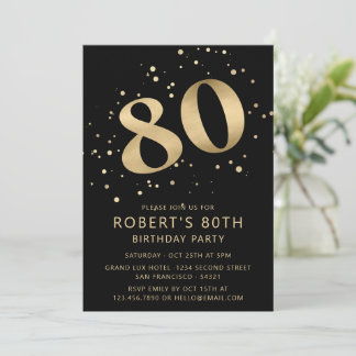 Modern 80th Eighty Birthday Photo Gold Glitter Einladung
