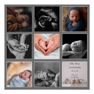 Modern 8 - Foto Collage Black Frames Grau Poster