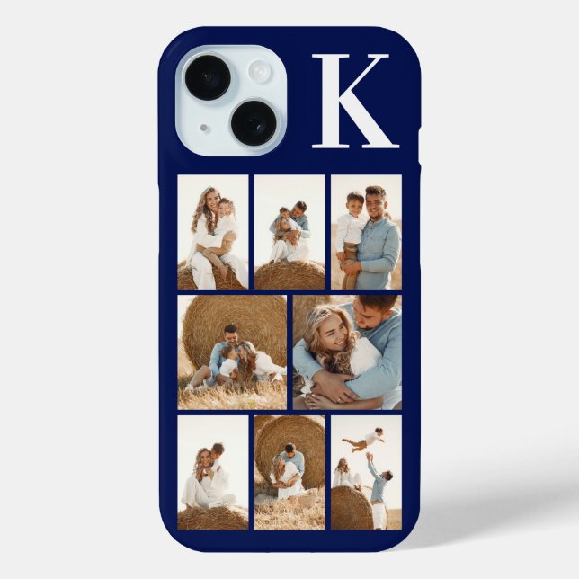 Modern 8 Foto Navy Blau Case-Mate iPhone Hülle (Rückseite)
