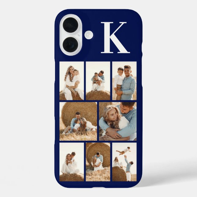 Modern 8 Foto Navy Blau Case-Mate iPhone Hülle (Rückseite)