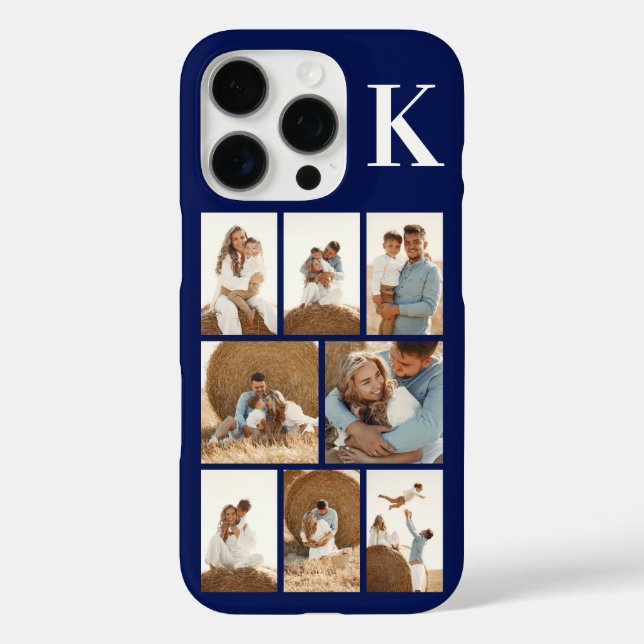Modern 8 Foto Navy Blau Case-Mate iPhone Hülle (Rückseite)
