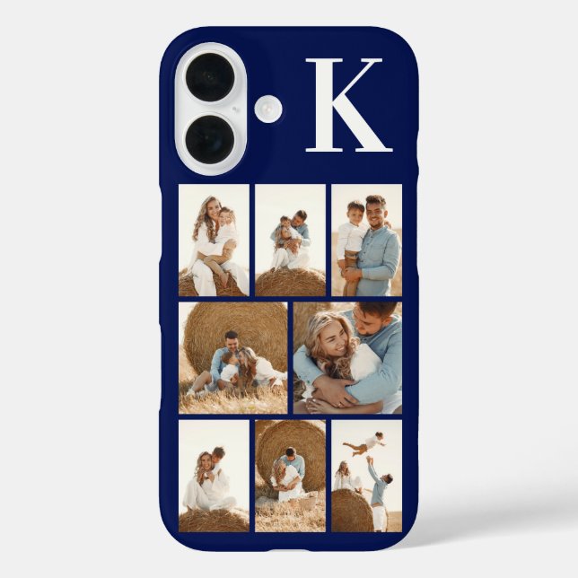 Modern 8 Foto Navy Blau Case-Mate iPhone Hülle (Rückseite)