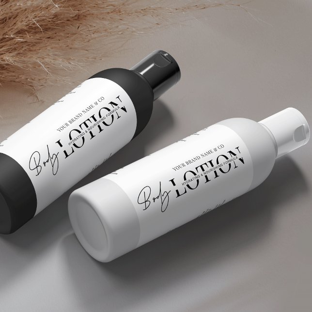 Modern 8 OZ Cosmo Flasche Körperwaschmittel Etiket (Minimalist body product skincare bottle wrapper labels in black and white)