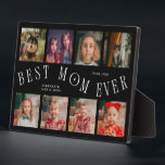 Modern 8 Photo Collage Best Mom Ever Black Fotoplatte<br><div class="desc">Modern and minimal mother's day photo keepsake plaque featuring 8 photos with a curvy typography text that says "best mom ever." The color is black.</div>