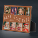 Modern 8 Photo Collage Best Mom Ever Terracotta Fotoplatte<br><div class="desc">Modern and minimal mother's day photo keepsake plaque featuring 8 photos with a curvy typography text that says "best mom ever." The color is terracotta.</div>