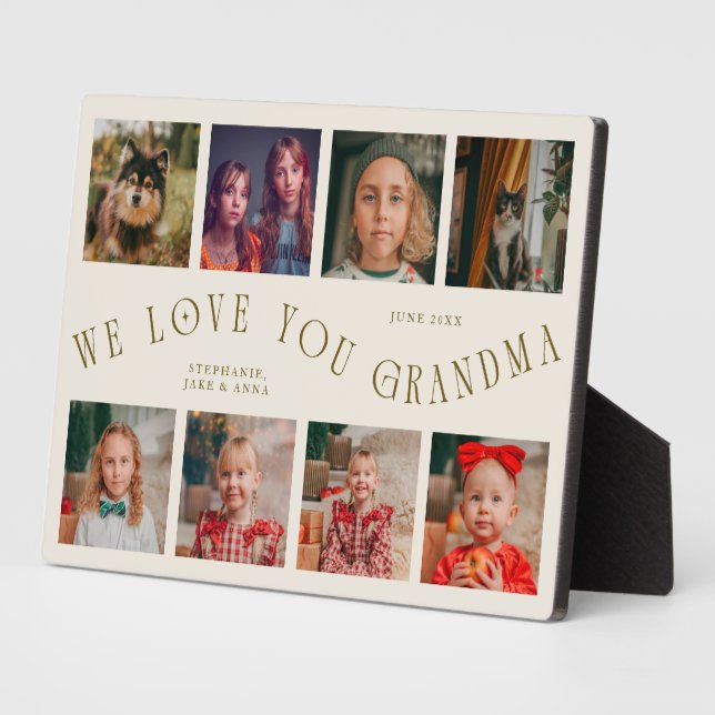 Modern 8 Photo Grid Love You Grandma Cream Fotoplatte (Seite)