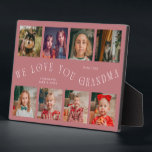 Modern 8 Photo Grid Love You Grandma Pink Fotoplatte<br><div class="desc">Modern and minimal keepsake photo plaque to gift it to a grandmother featuring 8 photos with a curvy typography text that says "we love you grandma." The color is pink.</div>