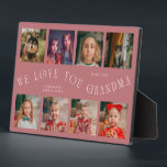 Modern 8 Photo Grid Love You Grandma Pink Fotoplatte<br><div class="desc">Modern and minimal keepsake photo plaque to gift it to a grandmother featuring 8 photos with a curvy typography text that says "we love you grandma." The color is pink.</div>
