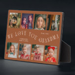 Modern 8 Photo Grid Love You Grandma Terracotta Fotoplatte<br><div class="desc">Modern and minimal keepsake photo plaque to gift it to a grandmother featuring 8 photos with a curvy typography text that says "we love you grandma." The color is terracotta.</div>