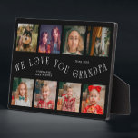 Modern 8 Photo Grid Love You Grandpa Black Fotoplatte<br><div class="desc">Modern and minimal keepsake photo plaque to gift it to a grandfather featuring 8 photos with a curvy typography text that says "we love you grandpa." The color is black.</div>