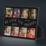 Modern 8 Photo Grid Love You Grandpa Black Fotoplatte<br><div class="desc">Modern and minimal keepsake photo plaque to gift it to a grandfather featuring 8 photos with a curvy typography text that says "we love you grandpa." The color is black.</div>