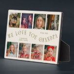 Modern 8 Photo Grid Love You Grandpa Cream Fotoplatte<br><div class="desc">Modern and minimal keepsake photo plaque to gift it to a grandfather featuring 8 photos with a curvy typography text that says "we love you grandpa." The color is cream.</div>