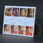 Modern 8 Photo Grid Love You Grandpa Icy Blue Fotoplatte<br><div class="desc">Modern and minimal keepsake photo plaque to gift it to a grandfather featuring 8 photos with a curvy typography text that says "we love you grandpa." The color is icy blue.</div>