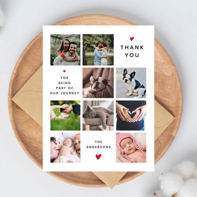 Modern 9 Foto Collage Neue Baby Familie Vielen Dan Dankeskarte (Von Creator hochgeladen)