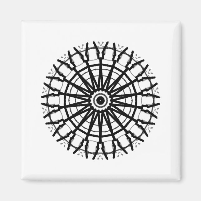 MODERN _A Kaleidoskop ROSE CIRCLE _COLOR _BLACK Magnet (Vorne)