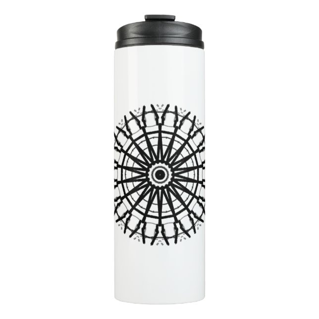 MODERN _A Kaleidoskop ROSE CIRCLE _COLOR _BLACK Thermosbecher (Vorderseite)