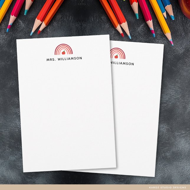 Modern A Note From Teacher Name Note Mitteilungskarte (The front of the note card is shown in 3.5 x 5 inches. Add teacher´s name and choose paper + size.)