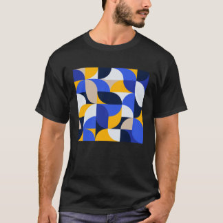 Modern Abstract Arcs Pattern Blue Yellow Tessellat T-Shirt