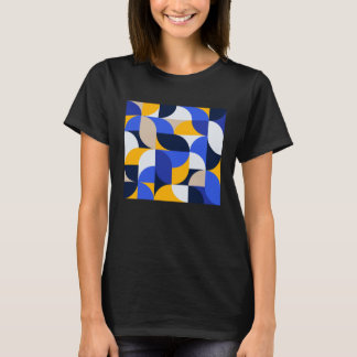Modern Abstract Arcs Pattern Blue Yellow Tessellat T-Shirt