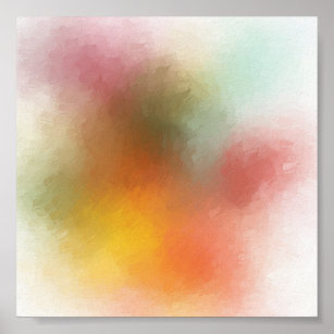 Modern Abstract Artwork Colorful Trendy Red Yellow Poster