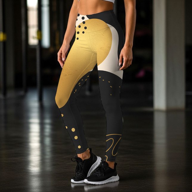 Modern Abstract Black and Gold Organic Pattern Leggings (Von Creator hochgeladen)